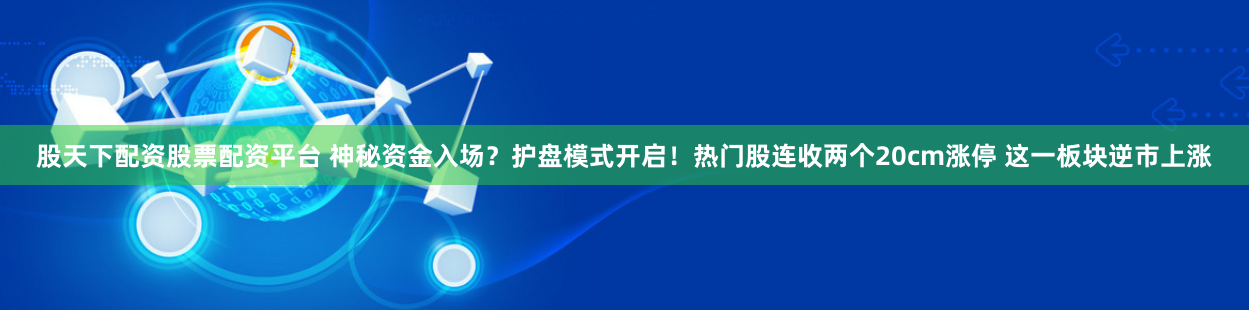 股天下配资股票配资平台 神秘资金入场？护盘模式开启！热门股连收两个20cm涨停 这一板块逆市上涨